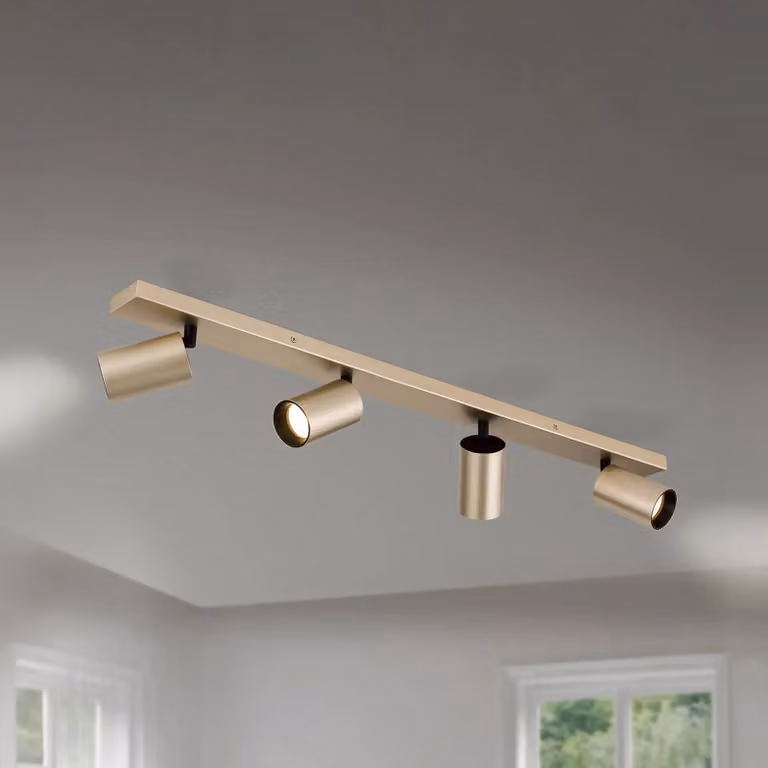 ORION Faretto Sean, a 4 luci, color oro, in metallo, orientabile dimmerabile, Ottone / Oro, Soggiorno / Sala da pranzo, Metallo, Moderno, Faretto