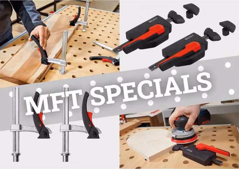 Offerta speciale BESSEY 2 x elemento di bloccaggio TW-KLI + 2 x morsetti orizzontali WNS MFT-A