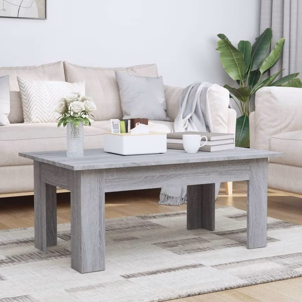 The Living Store Tavolino Grigio Sonoma 100x60x42 cm Materiale a base di legno