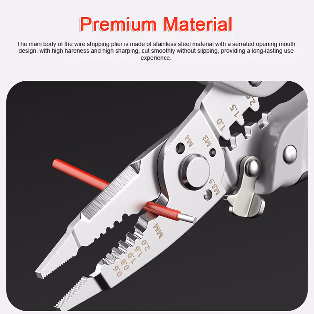 16in1 Spelafili professionale Strumento di spelatura portatile Tagliacavi elettrico Pinze a crimpare per elettricisti con fibbia di bloccaggio in metallo per la manutenzione degli elettrodomestici