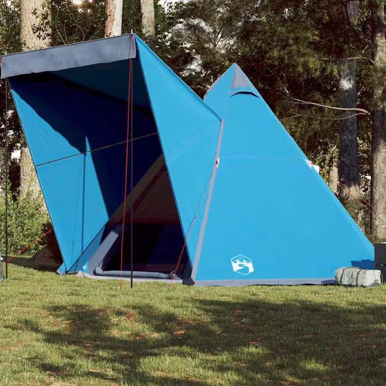 Tenda Familiare Impermeabile vidaXL per 6 Persone Blu in Poliestere