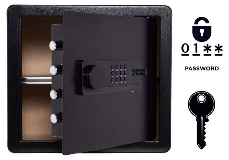 Cassaforte blindata per uso domestico con serratura elettronica e chiave 36x40x30 cm Nero