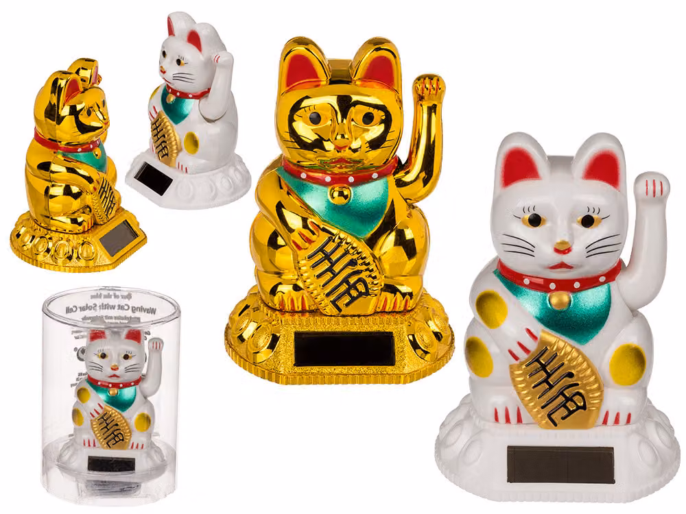 Gatto ondeggiante solare in plastica 8 cm
