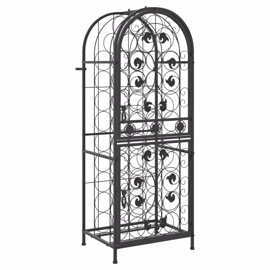 Portavini vidaXL in ferro battuto nero per 41 bottiglie L/P/H: 45 x 36 x 120 cm – 2