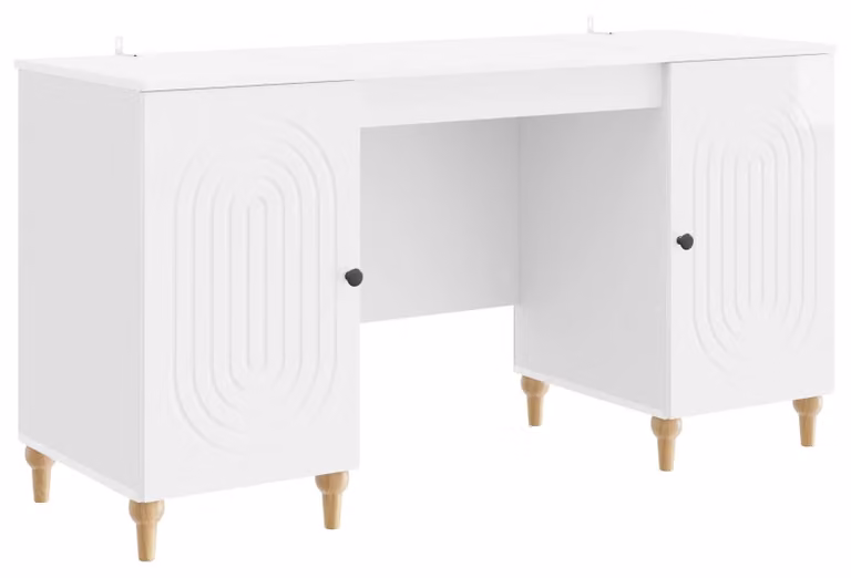 Scrivania Bianco Lucido 142,5 x 50 x 75 cm Legno ingegnerizzato