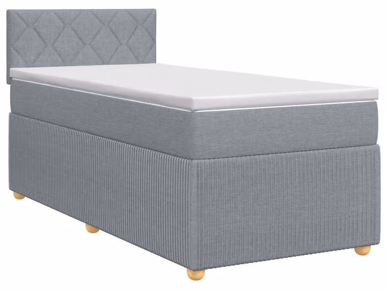 Letto a molle con materasso grigio chiaro 80 x 200 cm in tessuto