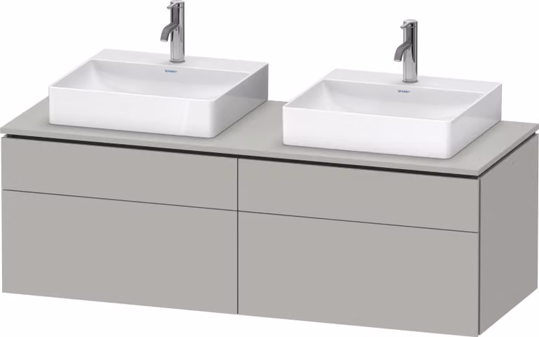 Duravit L-Cube Meuble sous-lavabo en console suspendu, avec plan de toilette en console, 4 tiroirs, pour deux vasques, 1420x482x550mm, LC4872B07070000, LC4872B07070000