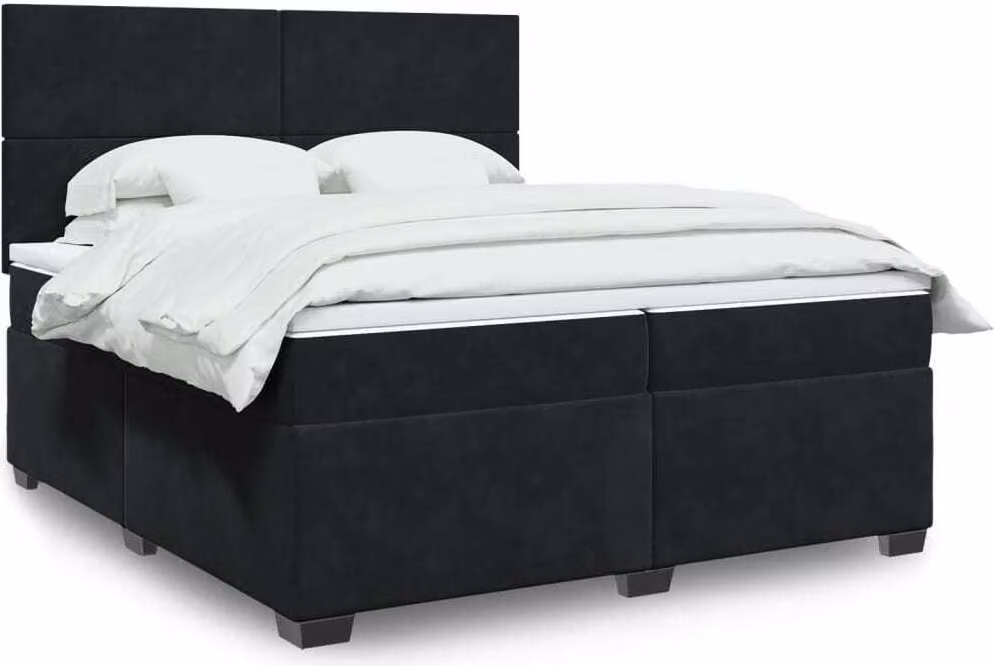 Maison Exclusive - Giroletto a Molle con Materasso Nero 200x200 cm in Velluto
