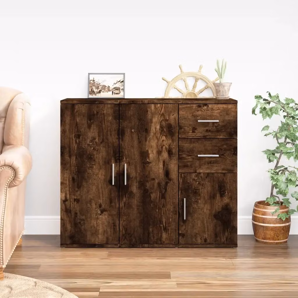 Credenza Buffet in Legno Multistrato Rovere Fumo Marrone L: 91 cm, P: 29,5 cm, H: 75 cm – 2