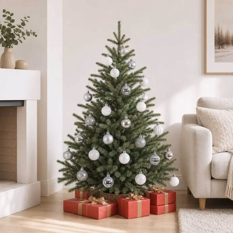 vidaXL Set di Palline di Natale 100 pz Bianco e Grigio 4 cm