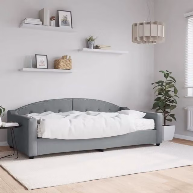 Divano Letto Moderno vidaXL in Tessuto Grigio con Materasso in Schiuma L/P/H: 223 x 100 x 75 cm – 1