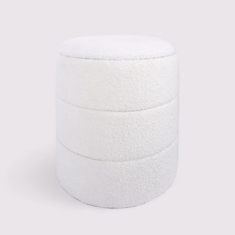 Enula - Pouf bianco rotondo con contenitore