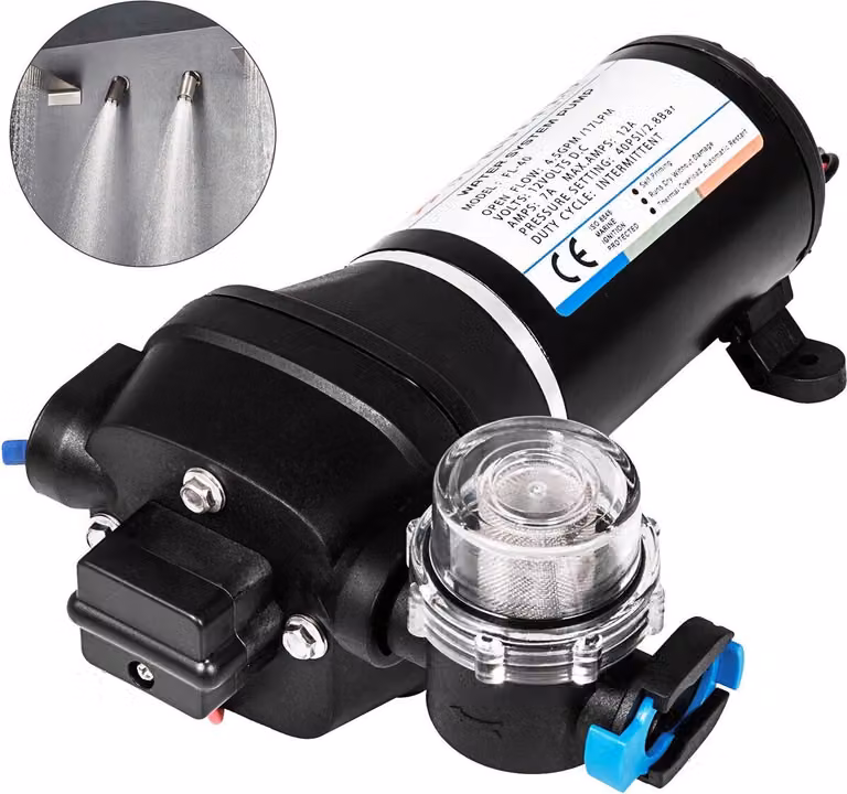 Pompa a membrana a pressione d'acqua, pompa ad alta pressione a membrana 12V FL-40, pompa ad autoadescamento automatico 40PSI, pompa a membrana per nebulizzatore 17L/MIN per roulotte, barche, camper, giardino