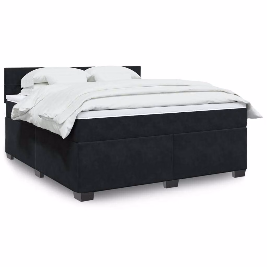 Maison Exclusive - Giroletto a Molle con Materasso Nero 180x200 cm in Velluto