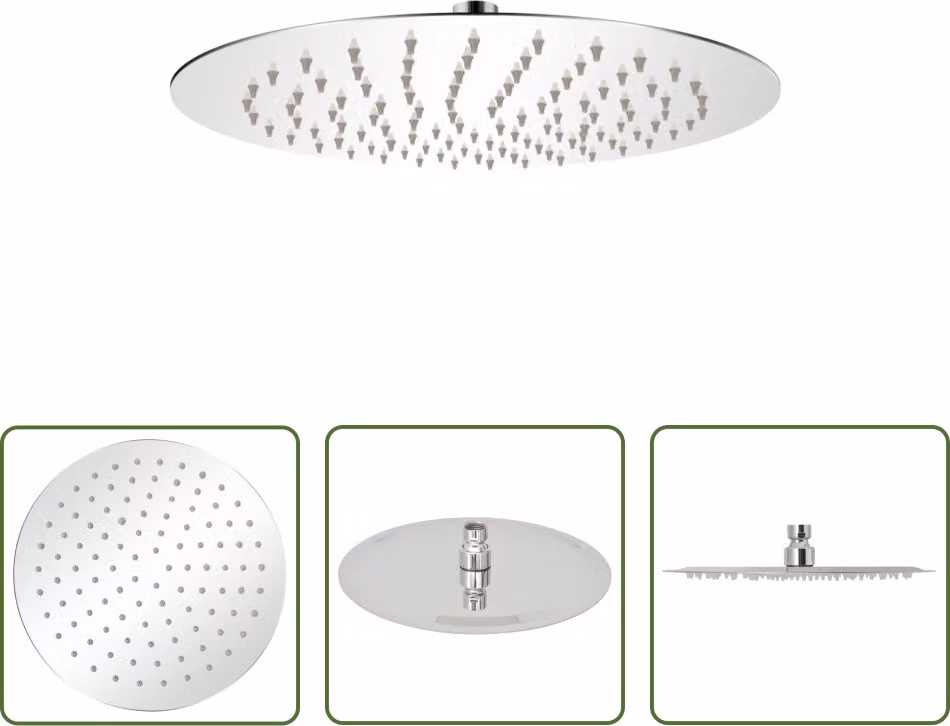 The Living Store Soffione doccia a pioggia in acciaio inox 25 cm rotondo