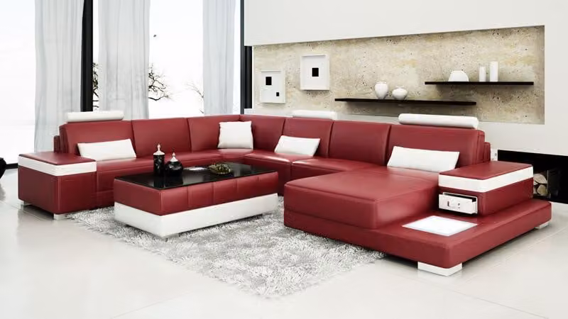 Ledersofa Couch Wohnlandschaft Ecksofa Eck Garnitur Design Modern Sofa L6013