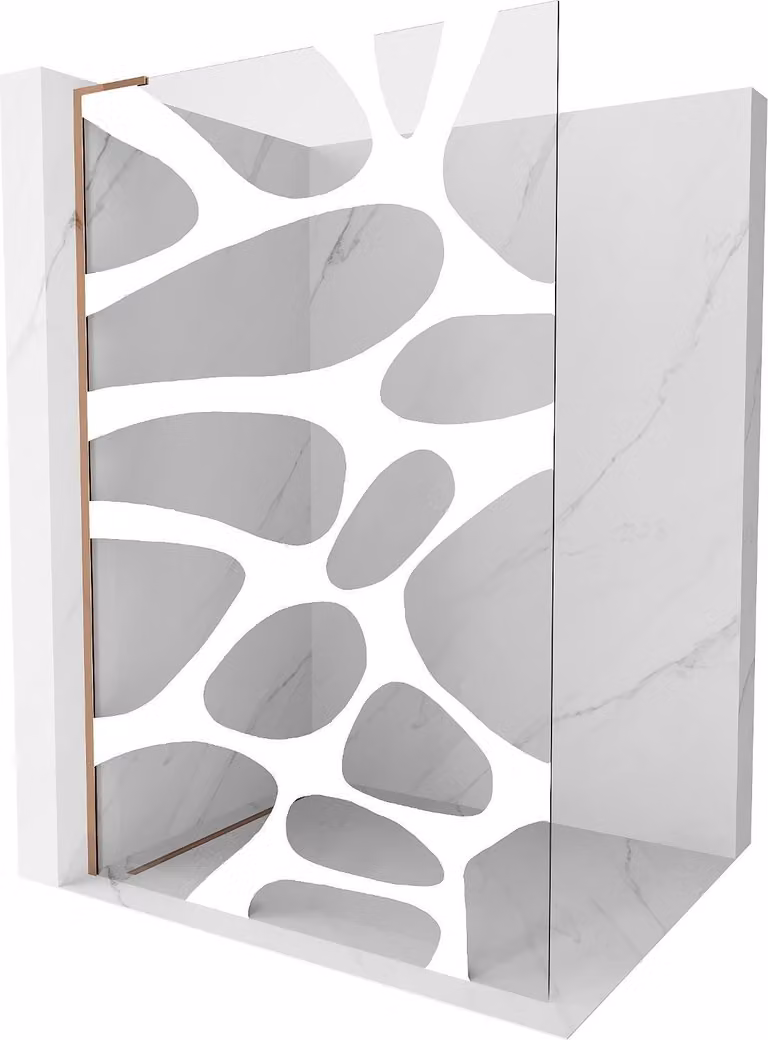 Mexen Kioto L parete doccia Walk-in 90 x 200 cm, onda bianca, oro rosa - 800-090-103-60-97