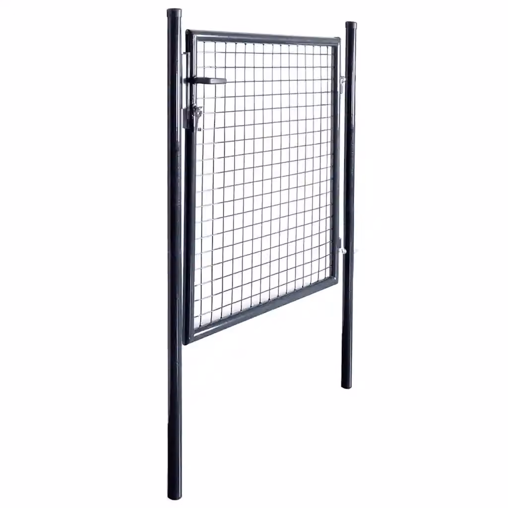 Cancello da giardino a battente singolo in rete di acciaio zincato colore antracite L: 100 cm, H: 100 cm, P: 40 cm – 2