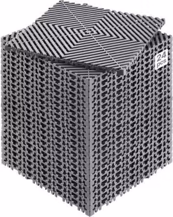 VEVOR Tappetino di Drenaggio Modulare ad Incastro Antiscivolo in Plastica, Set da 24 Pezzi Grigio, L/P: 31 x 31 cm