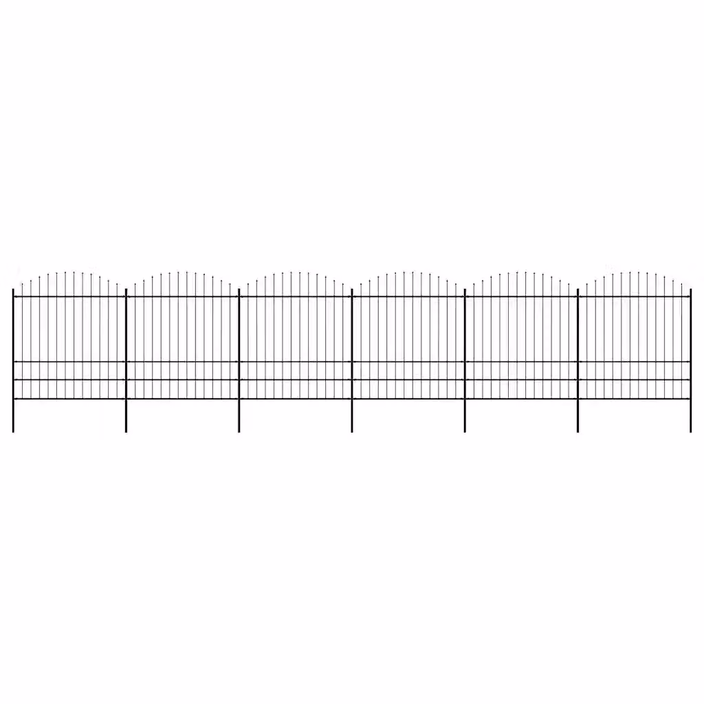 Recinzione da giardino con punta a lancia in acciaio nera vidaXL L: 1005 cm, H: 200 cm