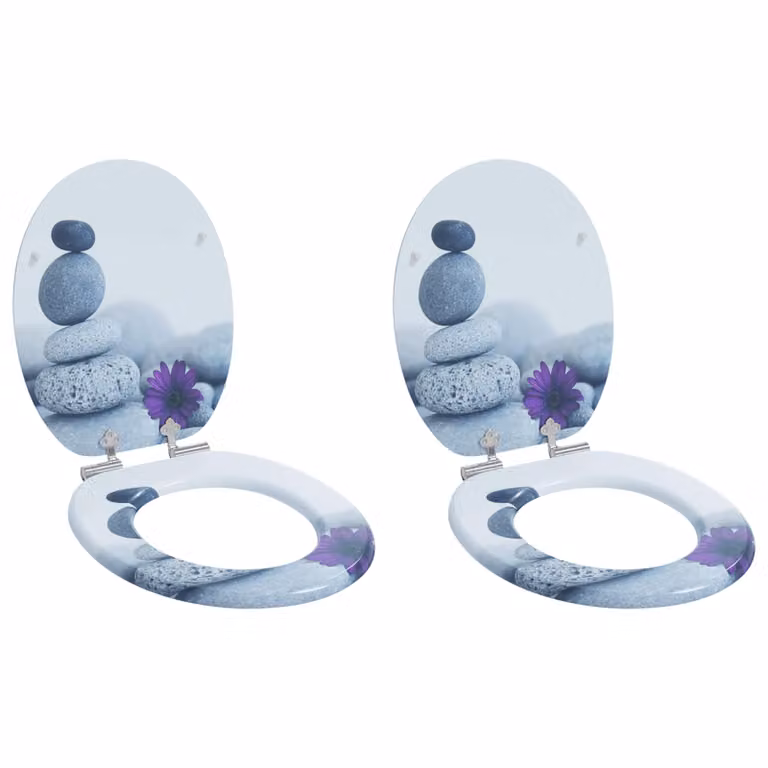 Set di 2 sedili per WC vidaXL in legno ingegnerizzato, colore grigio, 44 x 38 cm