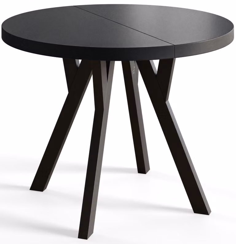 Alpi Moebel, Tavolo da Pranzo, Tavolo per Mangiare Allungabile, Diametro da 100 cm, Nero, Collezione Ovo