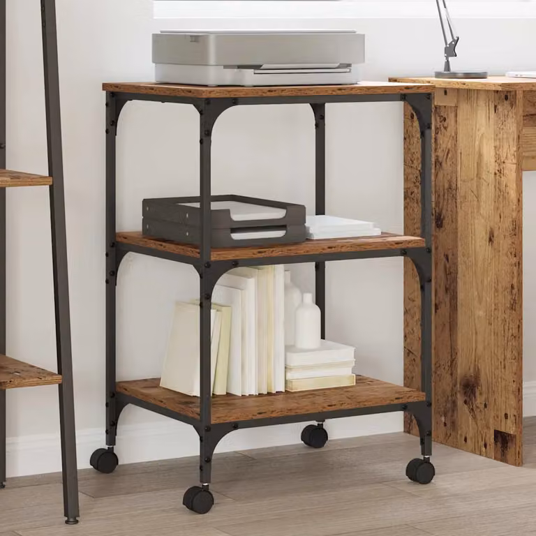 vidaXL Supporto per Stampante in Legno Marrone Stile Industriale L 50 cm x P 41 cm x H 75 cm