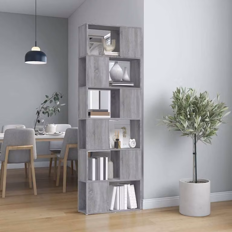 Libreria/Divisorio vidaXL Grigio Sonoma, L: 60 cm, P: 24 cm, H: 186 cm