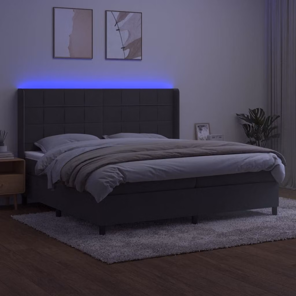 Maison Exclusive - Letto a Molle con Materasso e LED Grigio Scuro 200x200 cm