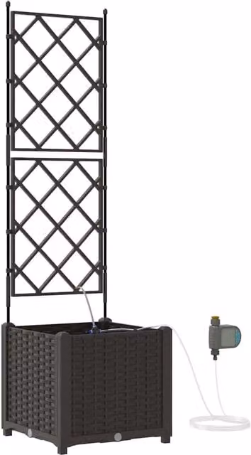 Fioriera da giardino moderna con irrigazione 40 x 40 x 142 cm acciaio marrone 02_0058524