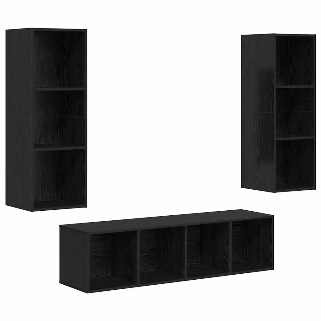 Set mobile TV moderno vidaXL in 3 pezzi, Rovere e Nero, in legno MDF per soggiorno – 2