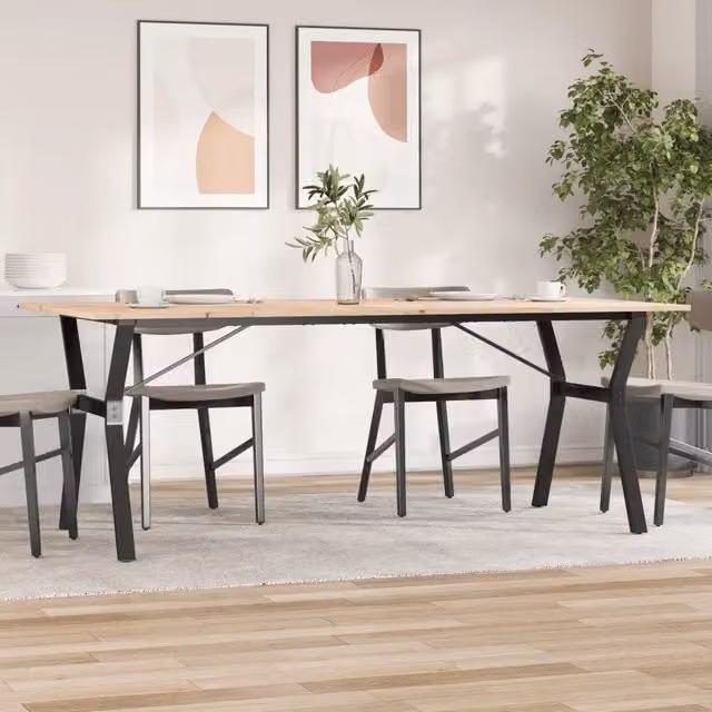 Tavolo da Pranzo Telaio a Y 200x100x75 cm Legno Pino e Acciaio 3282723
