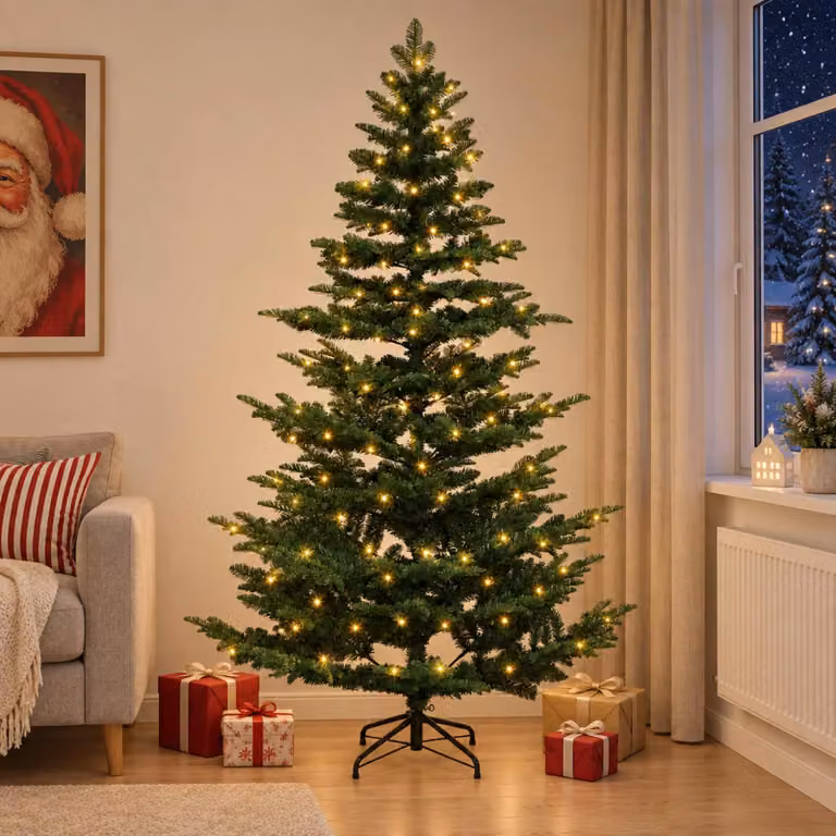 vidaXL Albero di Natale Artificiale con Rami Pieghevoli 210 cm 300 LED