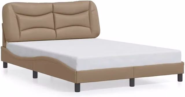 Letto matrimoniale | Letto per adulti | Giroletto senza Materasso Hvar Cappuccino 140x200 cm in Similpelle
