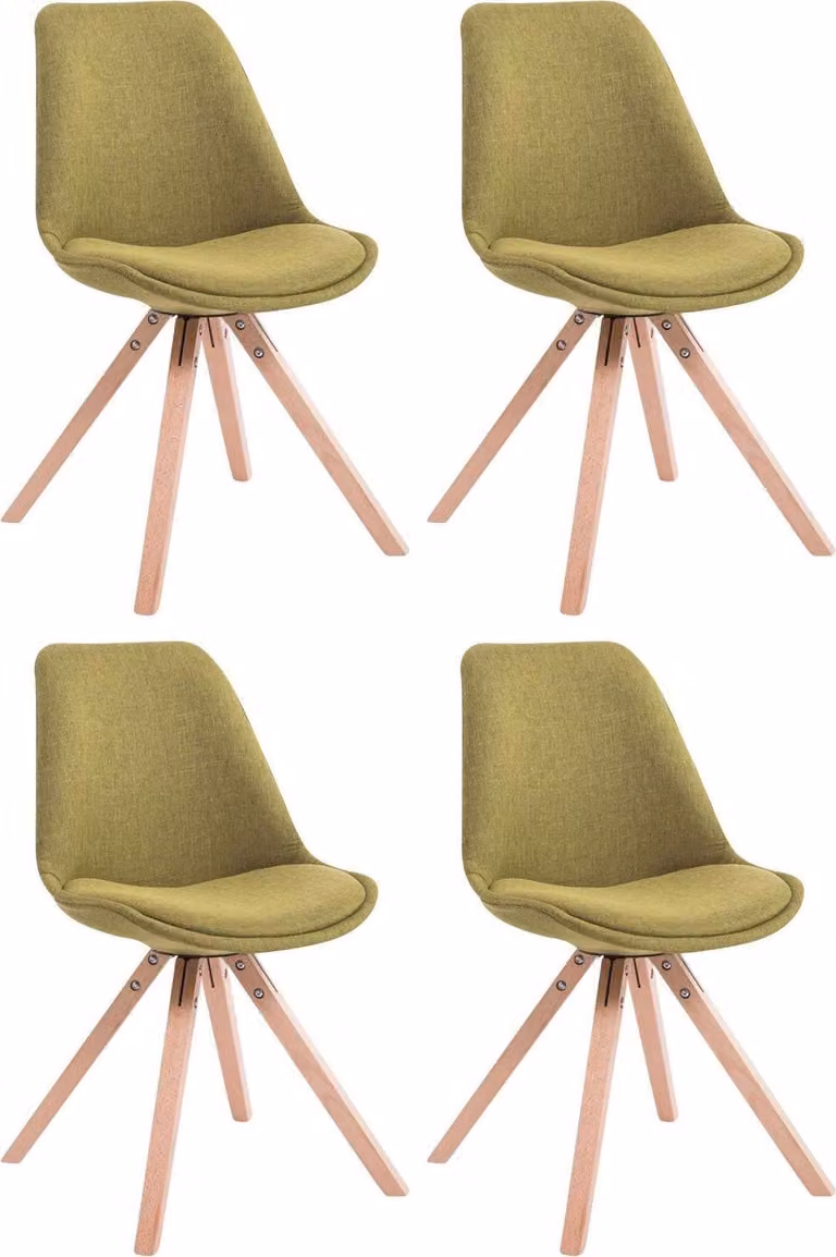 Set di quattro sedie per visitatori in tessuto - sedie per ospiti - ottimo comfort di seduta | Colore: Verde | Colore dell'abbigliamento: Naturale