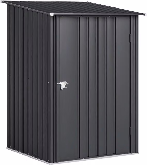 Casetta da Giardino Porta Attrezzi in Acciaio Galvanizzato con Tetto a Spiovente, L/P/H: 100 x 104 x 160 cm, Antracite