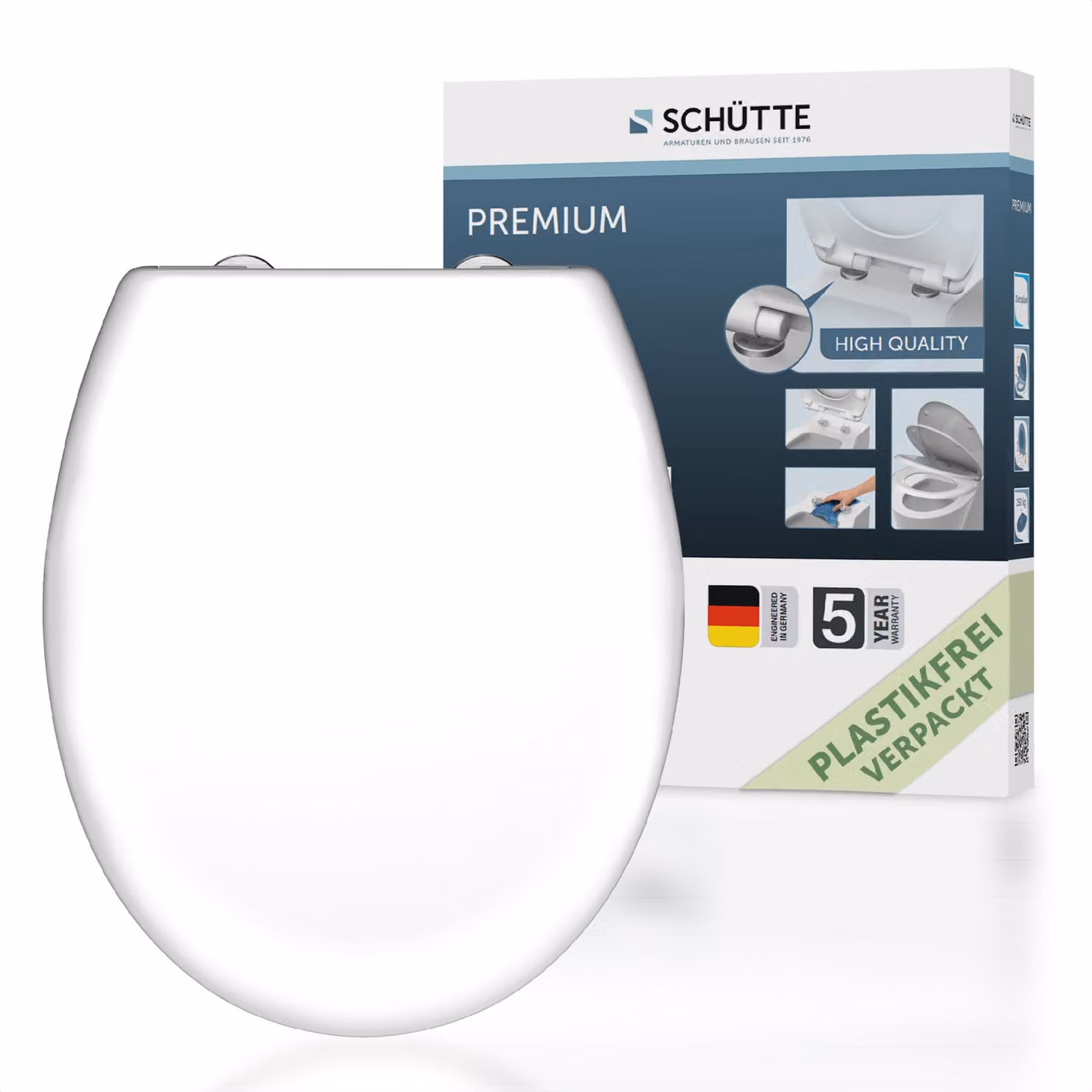 SCHÜTTE Sedile WC in materiale termoindurente WHITE, con chiusura ammortizzata e chiusura rapida