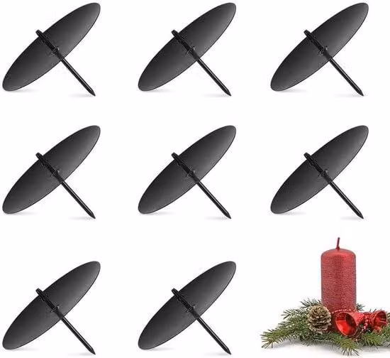 Set di candelabri per l'Avvento, composto da 8 pezzi - acciaio - diametro 8 cm - colore nero - robusto e stabile