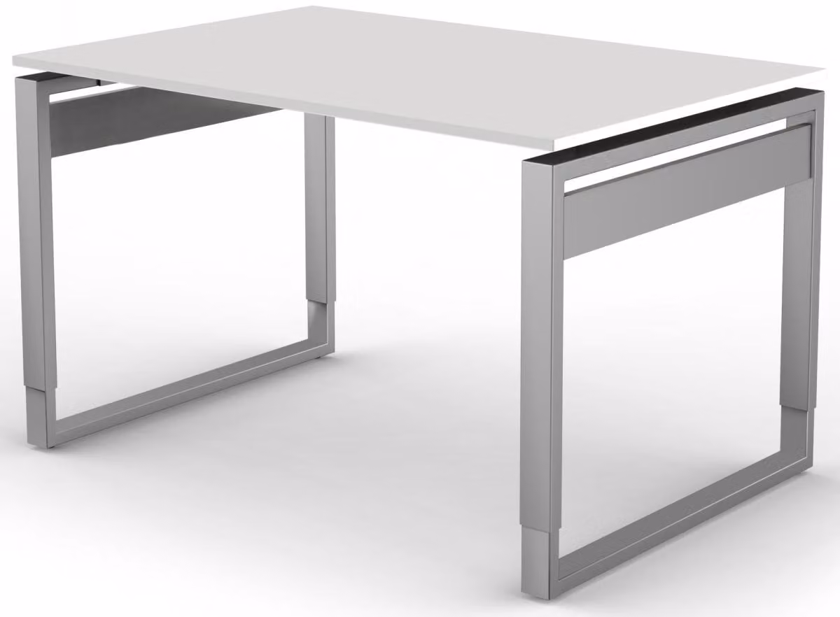 Scrivania Form 5, regolabile in altezza manualmente, bianca, dimensioni piano d'appoggio: 120 x 80 cm