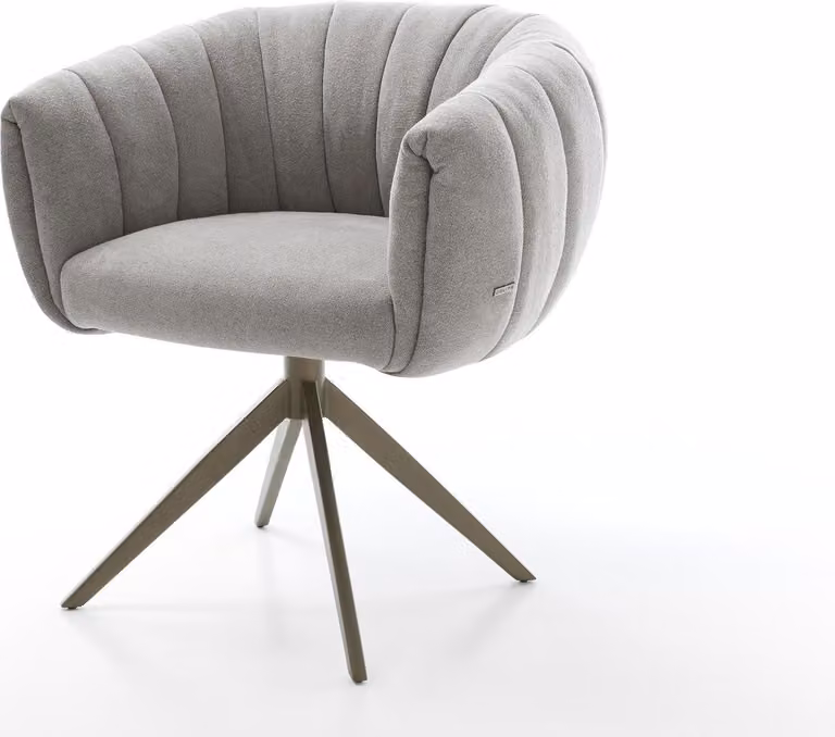 DELIFE Sedia girevole Jada-Flex Tessuto strutturato Soft Grey Base a croce larga Finitura effetto titanio Girevole a 360° Funzione oscillante Molleggiate a sacco