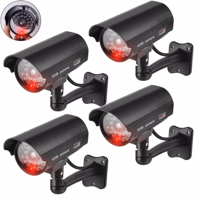 Set di 4 telecamere di sicurezza finte con LED