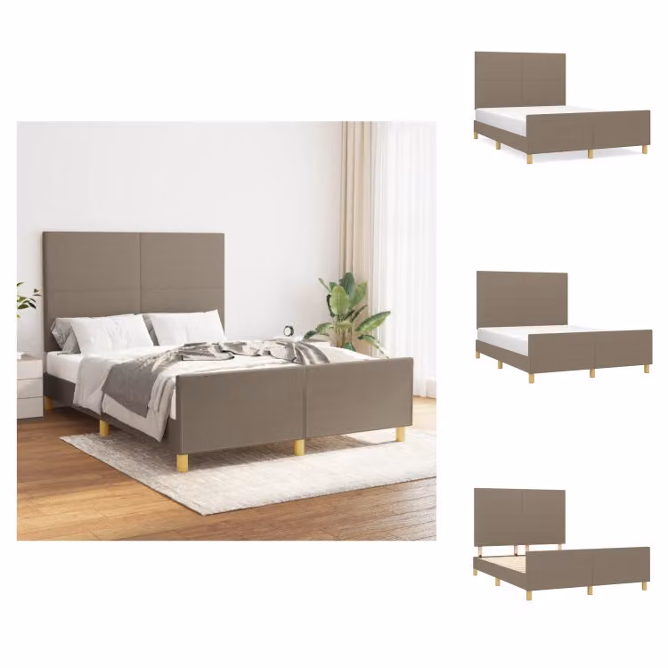 vidaXL Struttura letto con testiera in tessuto taupe 140x190 cm - Letti e strutture letto