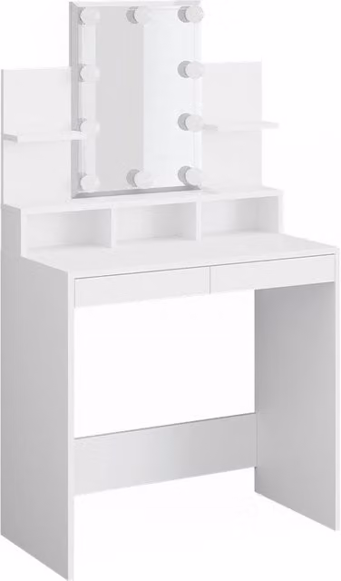 Tavolo da toeletta Ania Vicco Bianco con illuminazione a LED L: 80 cm, P: 40 cm, H: 76,7 cm