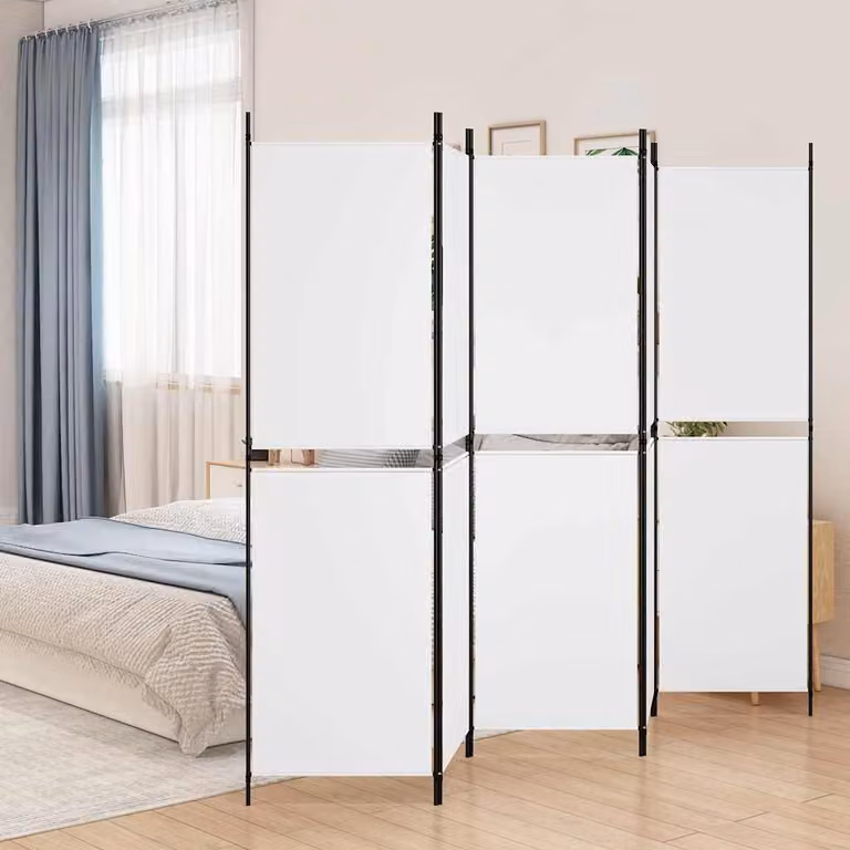 Divisorio a 5 pannelli vidaXL bianco in tessuto, L 250 cm x H 180 cm
