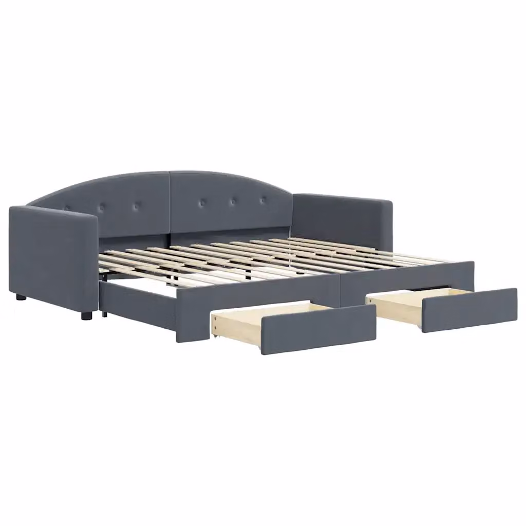 Divano Letto Estraibile con Cassetti vidaXL in Velluto Grigio L/P/H: 222 x 90 x 75 cm – 2