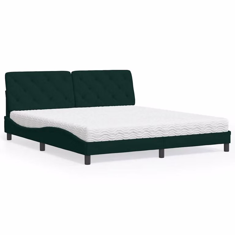 Letto moderno vidaXL in velluto verde con materasso in schiuma, L/P/H: 180 x 200 x 185 cm
