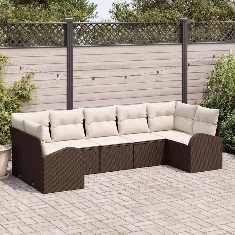 Maison Exclusive - Set da giardino per divano, 7 pezzi, 7 posti, color marrone, in rattan sintetico