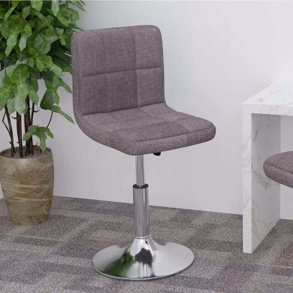 Sgabello da Bar Girevole vidaXL in Tessuto Grigio con Base in Metallo e Plastica