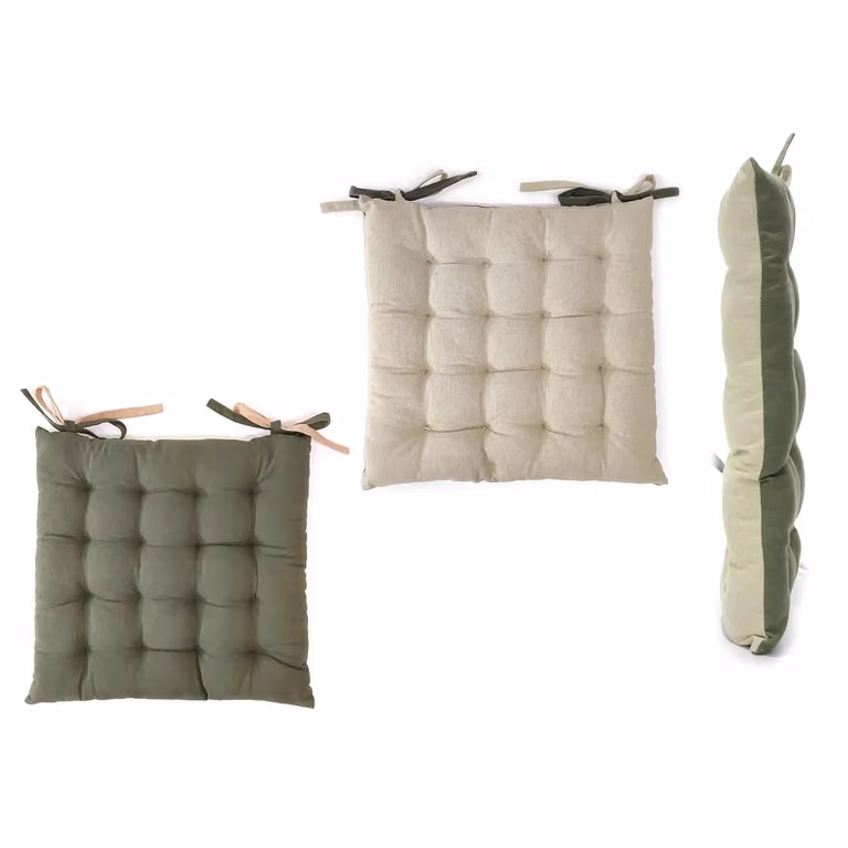 Cuscino per sedia Vestiamo Casa in cotone, Verde e Beige, 40 x 40 cm