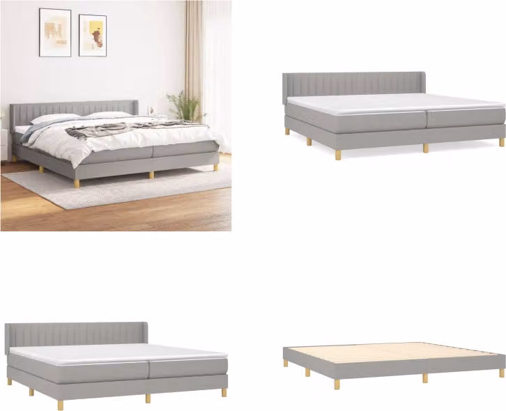 vidaXL Letto a molle con materasso in tessuto grigio chiaro 200x200 cm - Letto a molle - Boxspringbetten - Bett - Schlafzimmermöbel